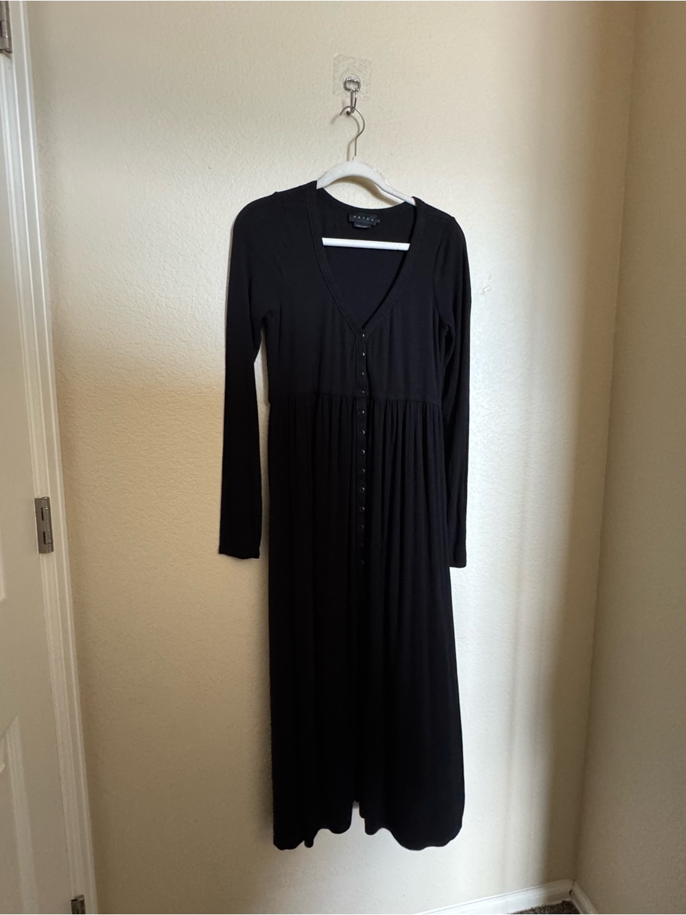 HATCH The Softest Rib Nursing Dress Long Sleeve Button Front Ribbed Black Sz 2 - Picture 3 of 7